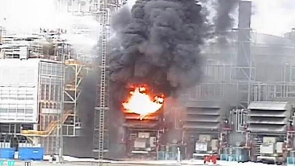 Fra brannen i luftinntaket til turbin nummer fire på Melkøya høsten 2020.