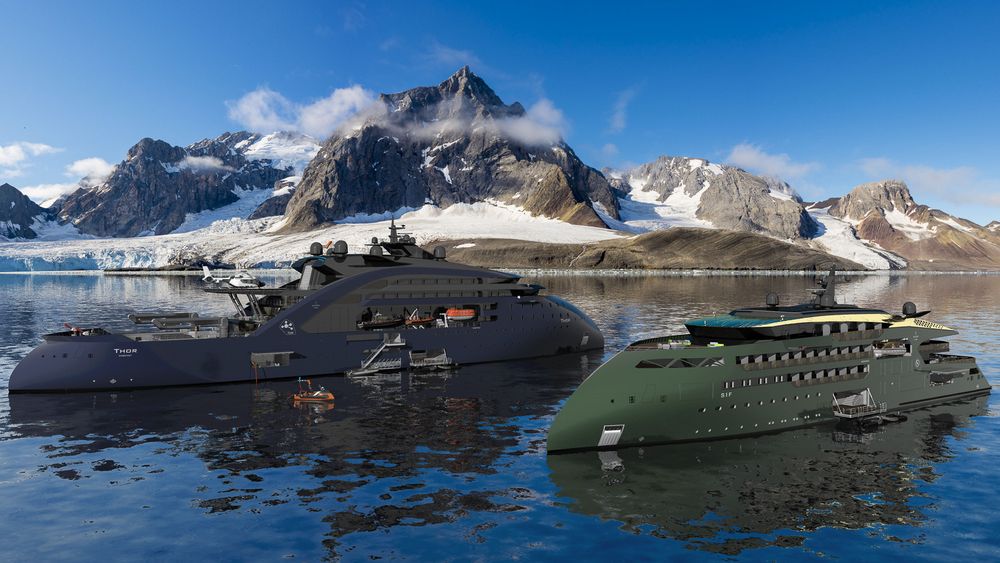 Ulsteins nullutslippskonsept. «Thor» med saltsmeltereaktor fungerer som en elektrisk bunkringsstasjon for det batterielektriske ekspedisjonsskipet «Ulstein Sif».