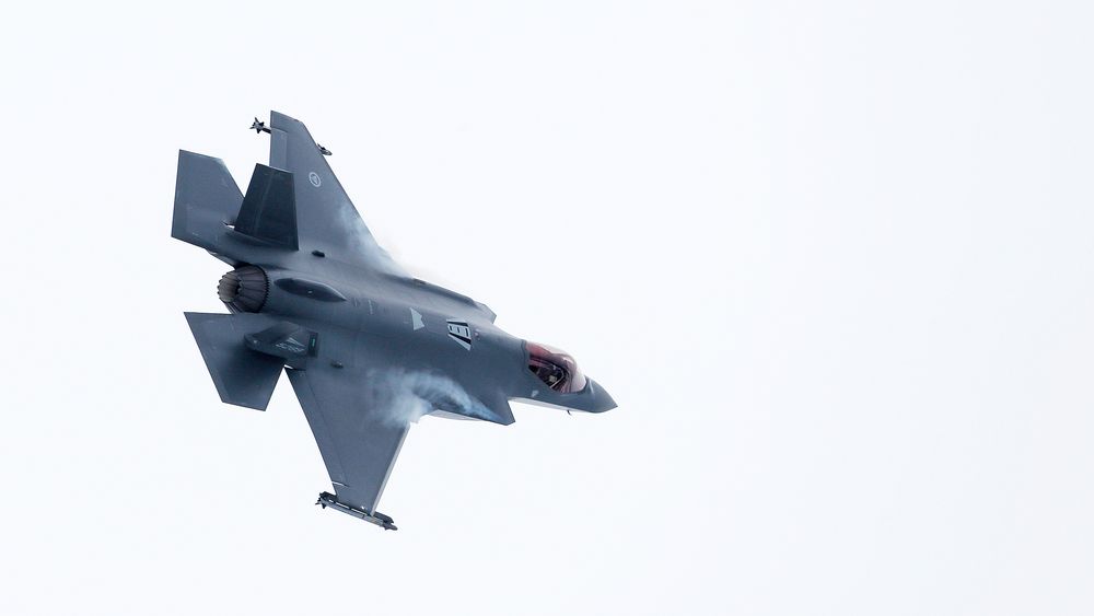 F-35A over Bardufoss flystasjon under storøvelsen Cold Response tidligere i år.