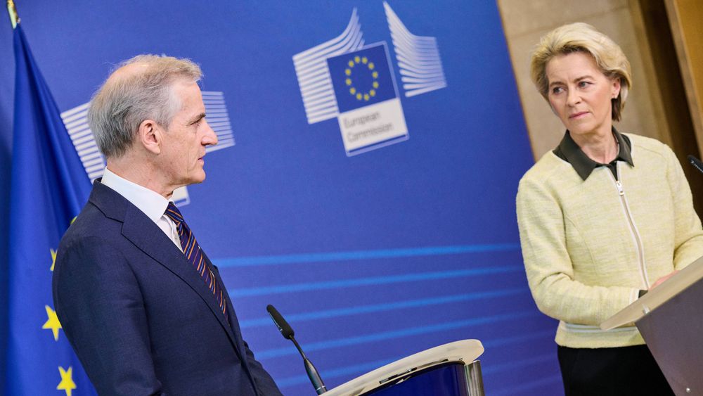 Statsminister Jonas Gahr Støre og EU-kommisjonens president Ursula von der Leyen møttes i Brussel i februar. Klimapolitikk var et sentralt tema.