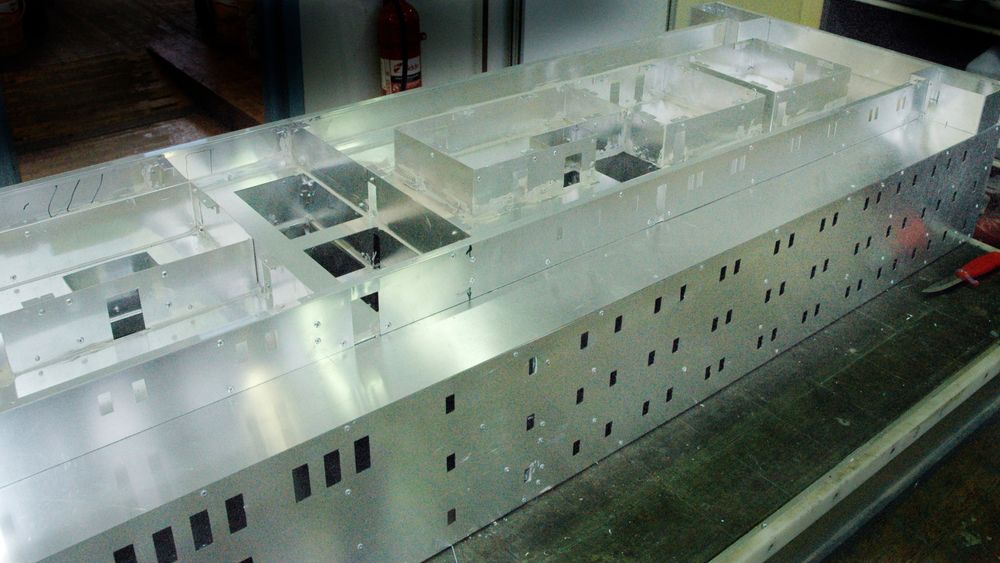 SSPA har laget en modell av Estonia i skala 1:40. Dette er overbygningen som er laget i aluminium.