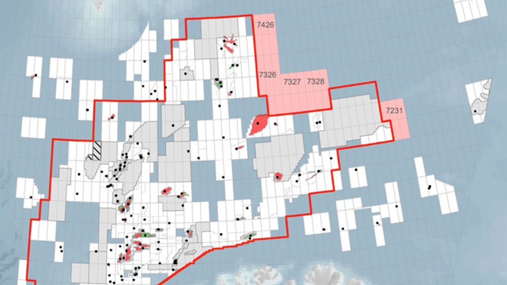 De rosa blokkene var foreslått lagt til i årets TFO-runde i Barentshavet, hvor man tildeler nye oljelisenser. Det er tre av de øverste blokkene, i 7426, som nå er tatt ut av årets runde. 