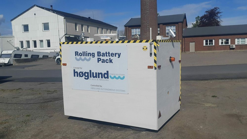 Slik ser prototypen av Høglunds autonome batterier ut. Kåre Høglund og Kjell Christian Krohn Dale har patentert løsningen gjennom selskapet HAF Power Solutions, som er eid av Acel.