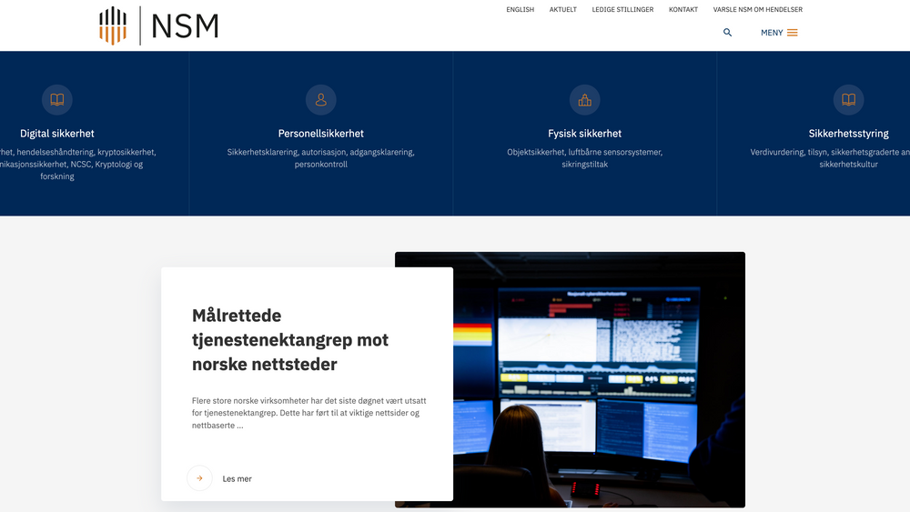 Nettsidene til NSM kan være rammet.