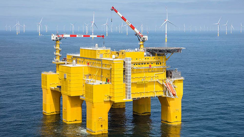 Statnett planlegger for energiøyer i Nordsjøen. Her fra en offshore transformatorstasjon som Aibel har levert til Tyskland.