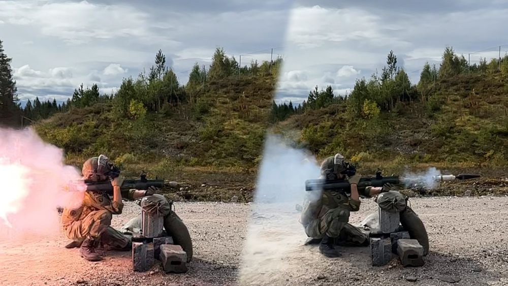 Testskyting med M72 og Aimpoint-sikte med NVG med daglinse.