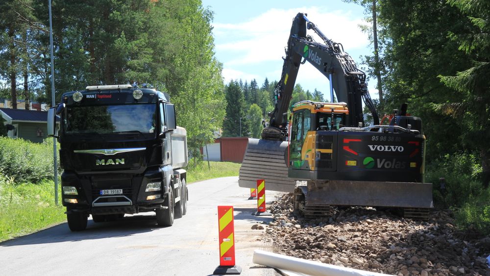 Veiarbeid, gangvei, fortau, Volas, Kongsvinger juli 2020