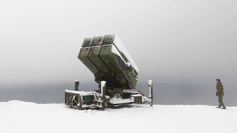 Nasams-launcher i Bodø under øvelse FOAIII i 2019. Bilder av tilsvarende utskytningsramper i Ukraina finnes det lite av.
