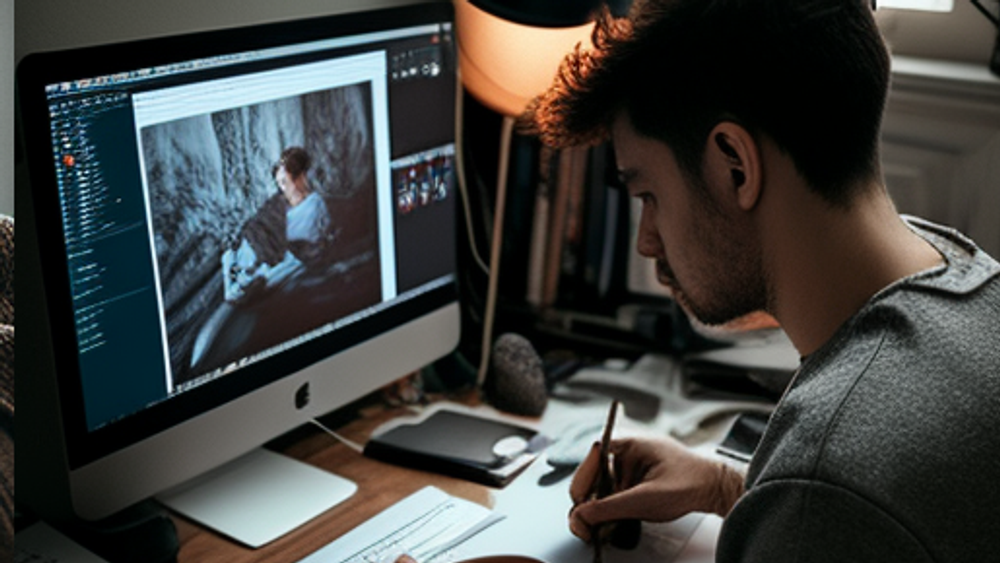 Adobe bruker ikke kundenes bilder til å trene generativ AI, presiserer selskapet. Illustrasjonen er laget av Midjourney etter teksten «person redigerer bilder på en datamaskin».