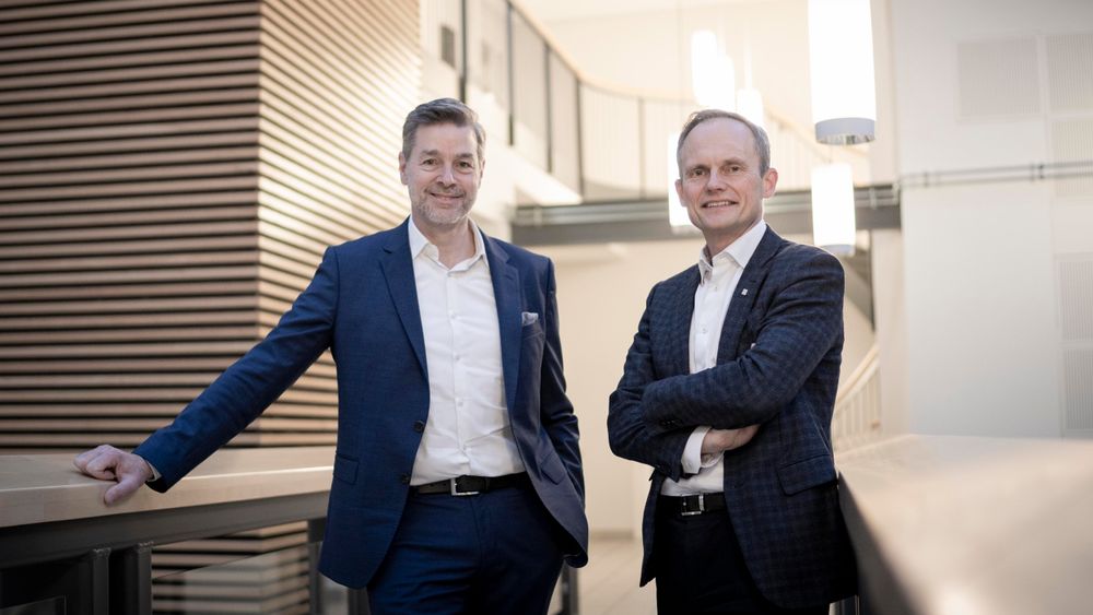 Nils Morten Huseby (tv.), styreleder i Norconsult, og Egil Hogna, konsernsjef i Norconsult, sikter mot Oslo Børs.