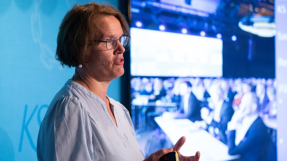 − Målet er at KS' digitale fellestjenester skal få et enda sterkere og mer dedikert strategisk fokus, sier Kristin Weidemann Wieland. Her fra Arendalsuka 2022.