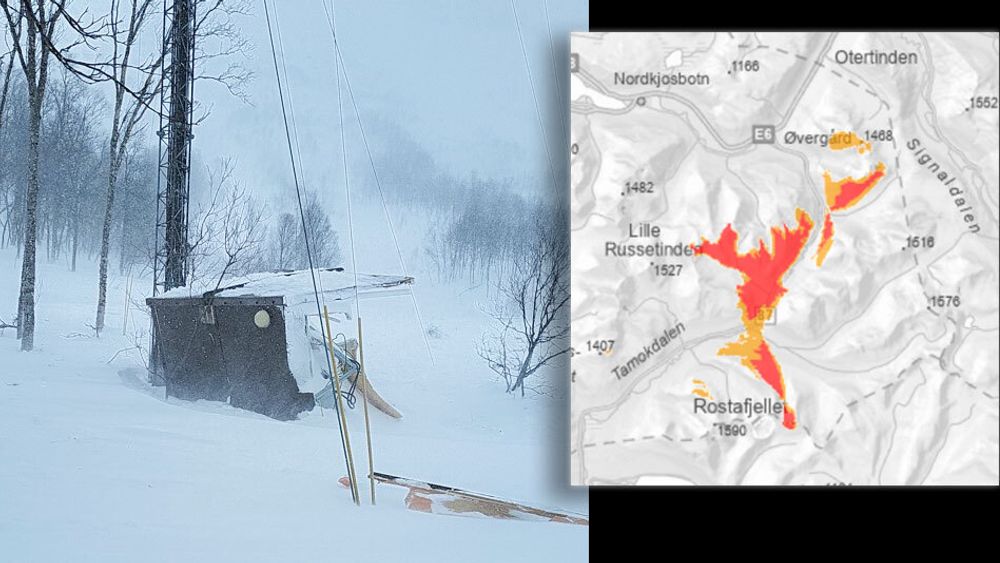 Uværet i Nord-Norge slo ut sju basestasjoner i Telenors mobilnett. Seks av dem var på lufta igjen søndag kveld, men i Tamokdalen ble telehytta, med all elektronisk utrustning slått i stykker av ras. Det er foreløpig utrygt å bevege seg i området.