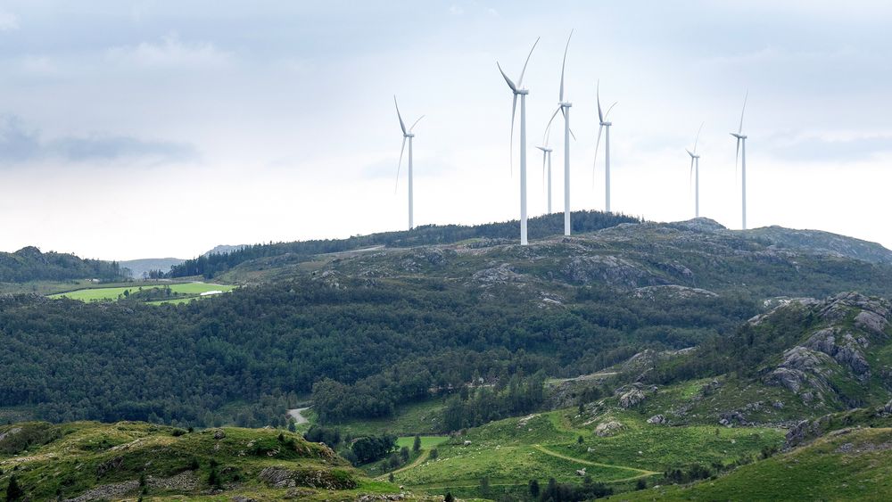 Vindkraft og solenergi nådde rekordhøye 12 prosent av den globale elektrisitetsproduksjonen i fjor. Her fra Stigafjellet vindkraftverk.
