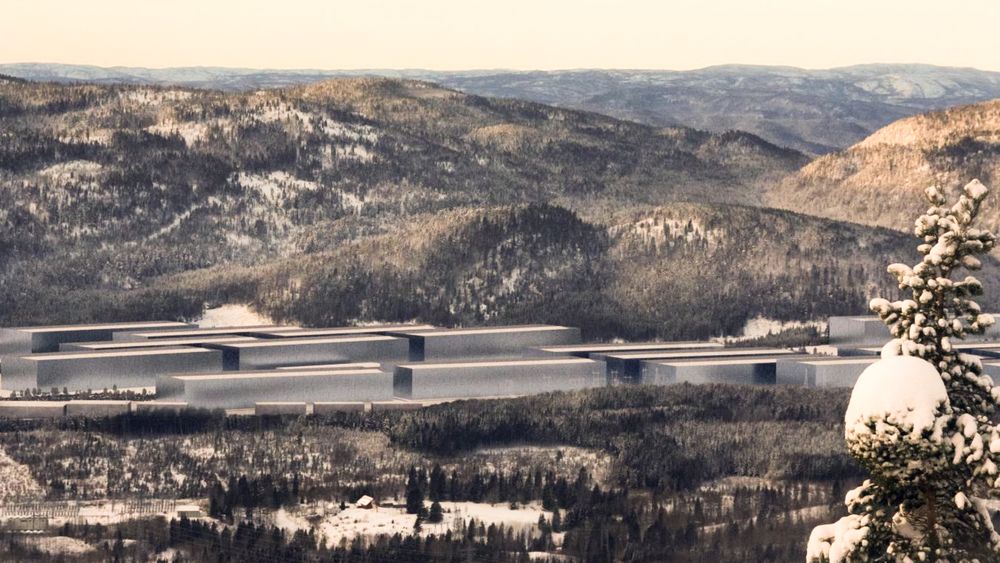 Slik ser Google for seg at kjempeanlegget kan bli på Gromstul, omtrent 10 kilometer nord for Skien sentrum.