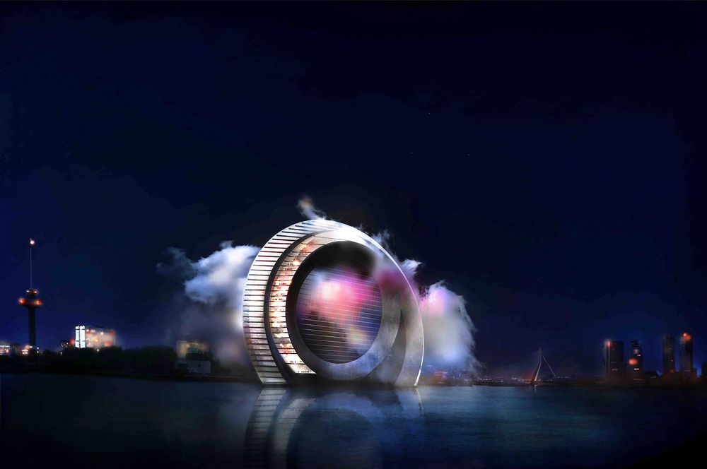 Det nederlandske vindhjulet: Skal bestå av to tredimensjonale ringer i stål og glass. Den indre ringen skal inneholde kontorer, leiligheter, butikker og hotell, mens den ytre ringen skal fungere som et pariserhjul med roterende vogner. 