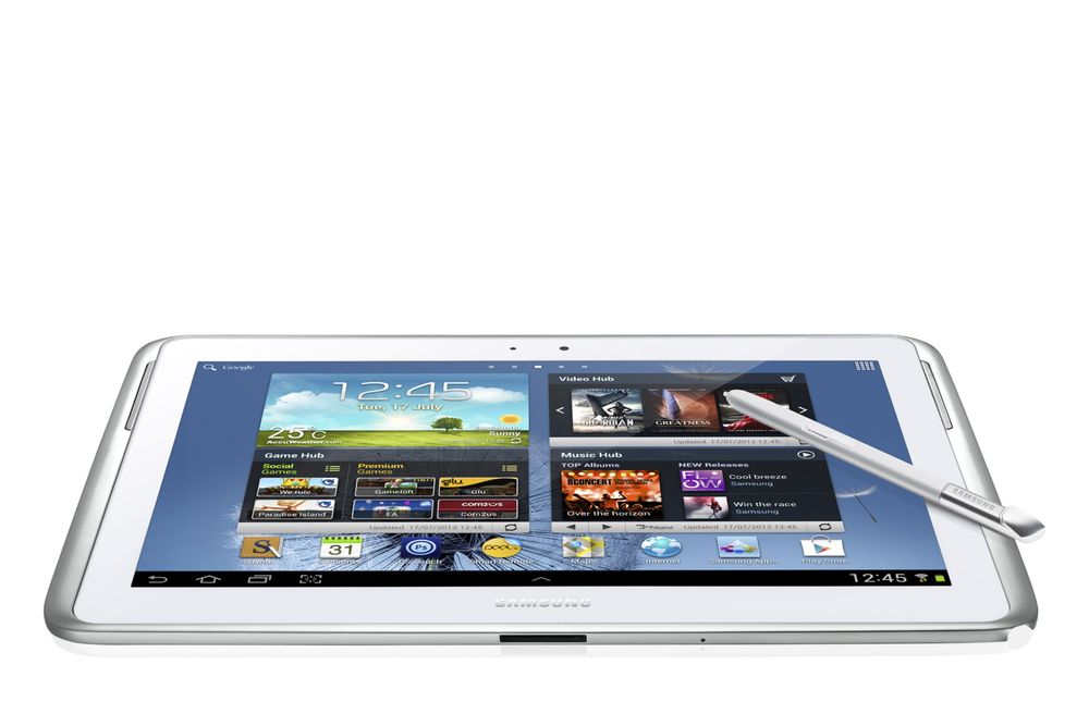 Finger og penn: Samsungs nye Galaxy Note 10.1 nettbrett kan brukes som et vanlig fingerstyrt nettbrett, men du kan også trekke ut en digital penn og skrive på skjermen. Det tolker selv grisete håndskrift.