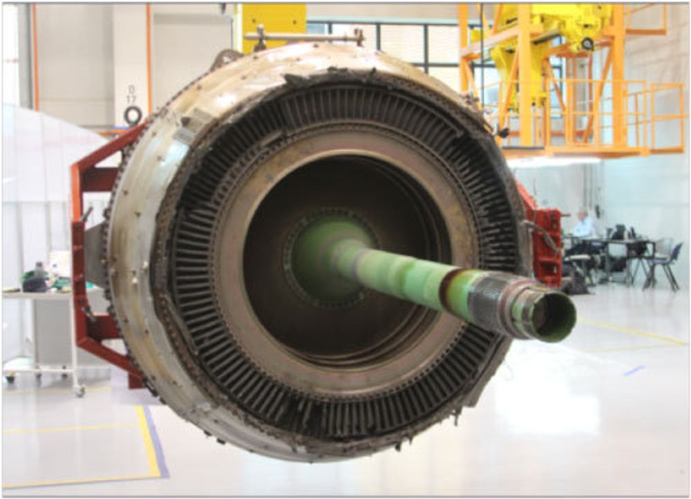 Lavtrykksturbinmodulen er plukket av den havarerte Trent 900-motoren.