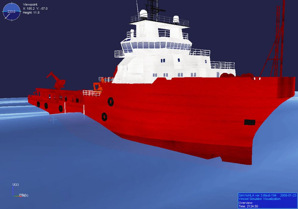 STORM: Et supplyskip stamper i sjøen. Marintek utvikler i samarbeid med Rolls-Royce Marine et simuleringslaboratorium for å optimalisere skipsdesign, ror, propeller og systemer om bord.