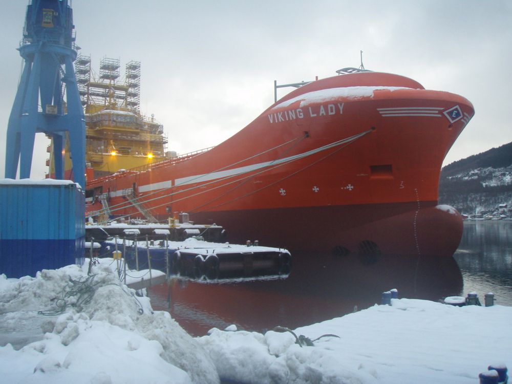 GÅR PÅ LNG: Eidesviks supplyskip Viking Lady går på LNG og skal ha en brenselcelleprototyp på 320 kW for testing om bord.