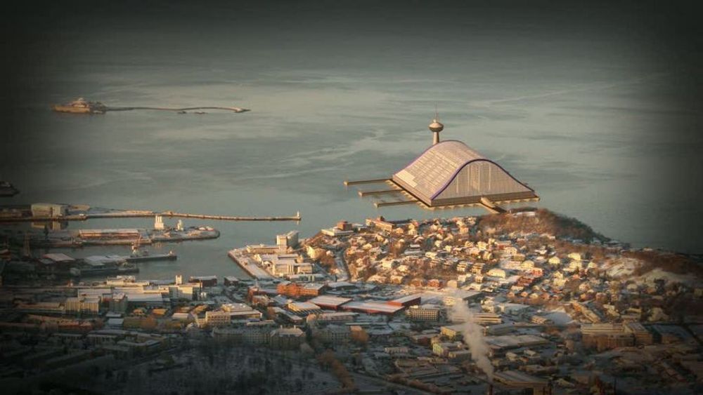 I SENTRUM: Marintek i Trondheim planlegger et nytt havlaboratorium, The World Ocean Space Center. Som en bølge er den tenkt plassert i vannet utenfor sentrum av byen.