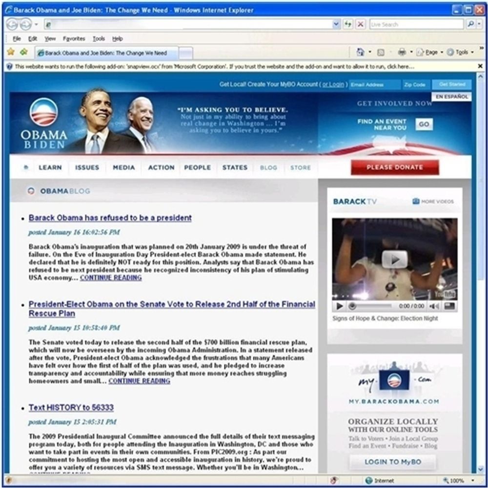 Falske e-poster leder deg til falske Obama-sider på nettet.