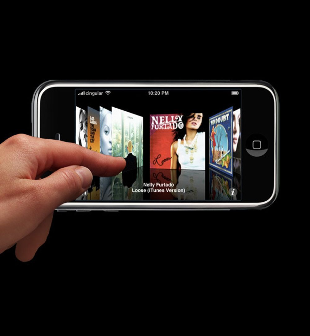 iPhone berøringsskjerm - sett fingeren på, dra elementer og flytt dem rundt.