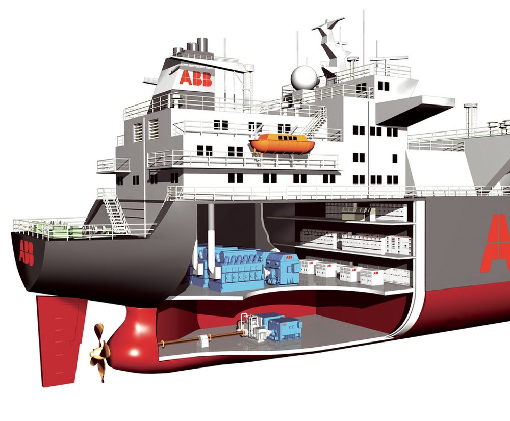 Azipod azimut dieselelektrisk framdriftssystem til skip LNG-skip tanker gasstanker illustrasjon