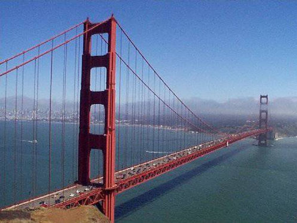 KORTERE SPENN: Hovedspennet på Golden Gate Bridge i San Francisco er 30 meter kortere enn det Hardangerbrua blir.