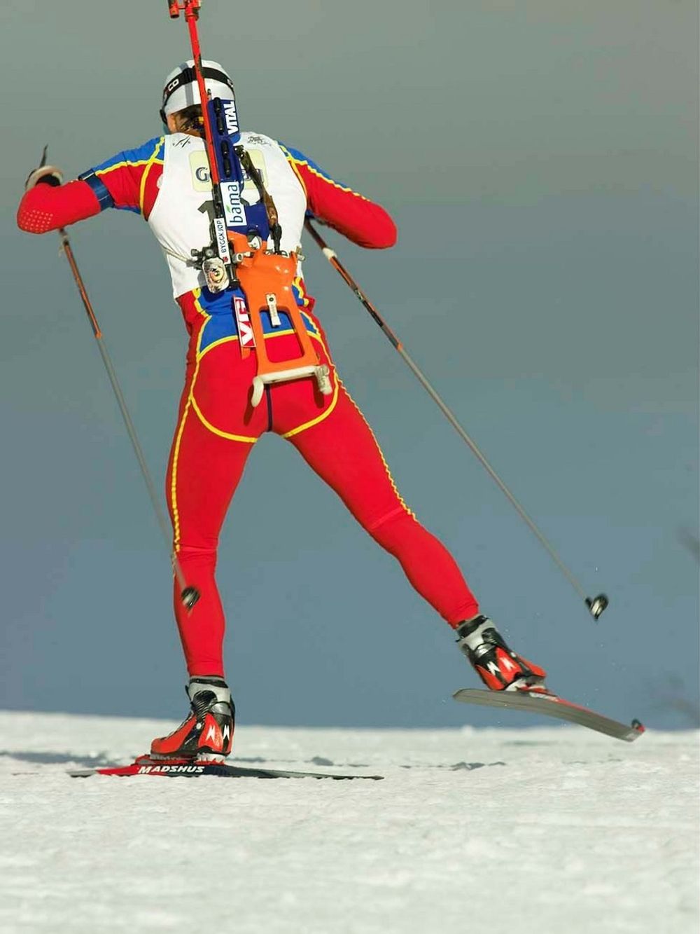 Madshus' spesialski skal sørge for at dette er det eneste konkurrentene får se av Ole Einar Bjørndalen.