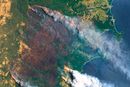 Dette bildet fra Copernicus Satellite Imagery viser brannen på Clyde Mountain, 20 mil utenfor Sydney, Australia.
