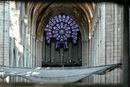 Orgelet i Notre-Dame fotografert i forbindelse med innledende restaureringsarbeid i fjor. Denne uken begynte arbeidet med å plukke orgelet fra hverandre. Det markerte starten på en flere år lang restaureringsprosess. 