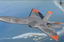Illustrasjon av den nye 5GAT-måldronen sammen med et F-35.