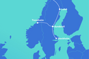 Kartet viser hvordan det nye XWDM-nettet knyttes sammen med Globalconnects eksisterende nettverk i Stockholm.