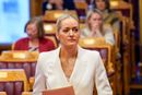 Justisminister Emilie Enger Mehl (Sp) redegjør for NSM-saken i Stortinget. 
