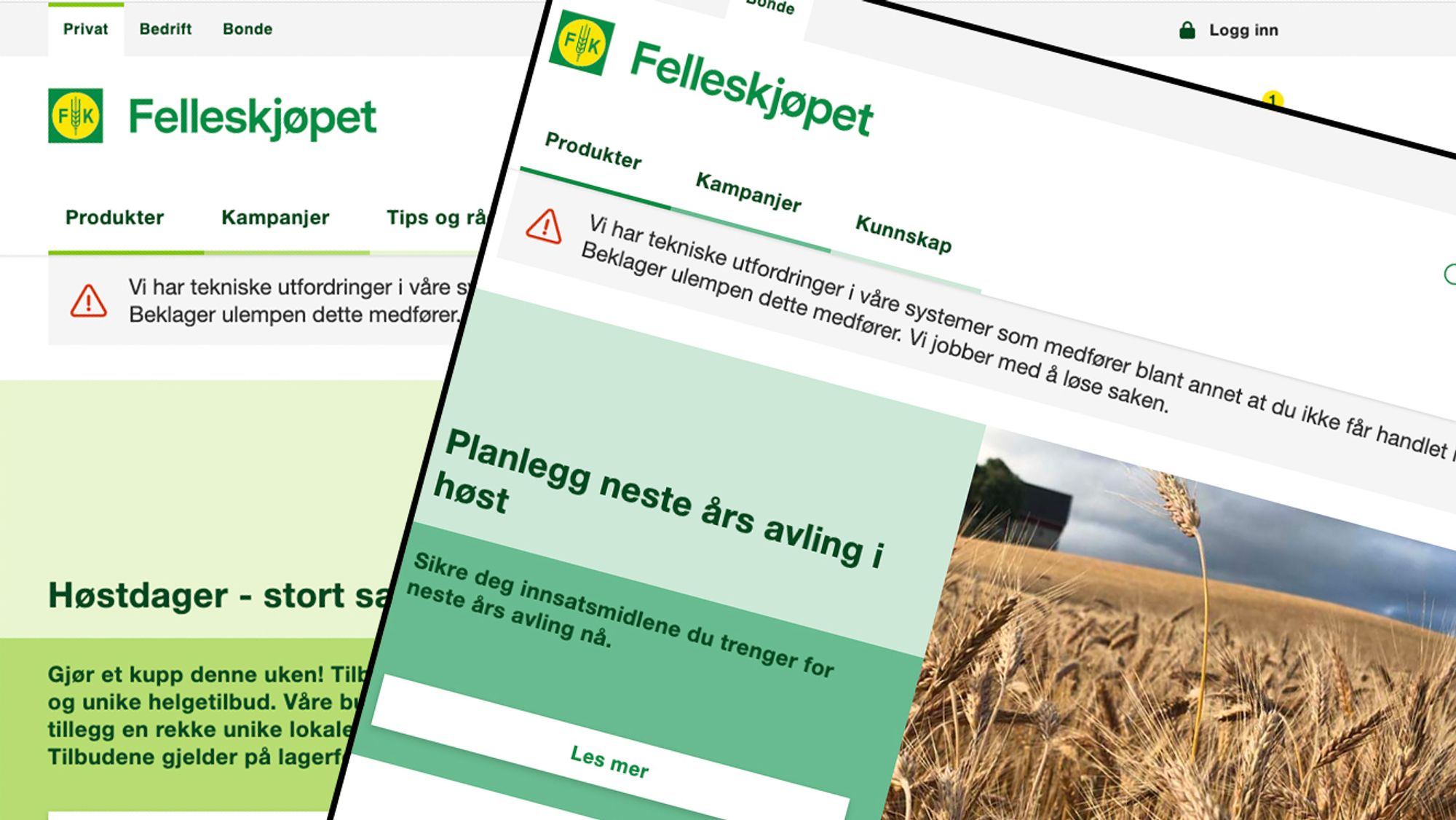 Felleskjøpet er oppe igjen etter at tekniske problemer slo ut mange ...