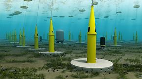 Første av sitt slagSlik ser Seabased for seg at en ferdig bølgekraftpark vil se ut under vann.