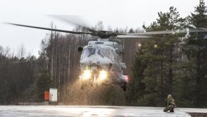 Det første norske NH90-helikopteret med sonar. <i>Bilde:  Jenny Gudmundsen / Forsvaret</i>