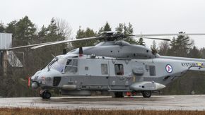 NH90 nummer seks på plass på Bardufoss. Nå er det et år til neste leveranse. <i>Foto: Jenny Gudmundsen / Forsvaret</i>