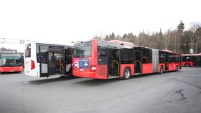 CapaCity L-bussen er rundt to og en halv meter lenger enn dagens lengste leddbusser i Oslo. <i>Foto: Stein Jarle Olsen</i>