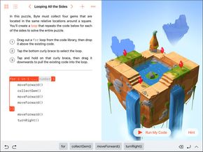 Swift Playgrounds gir en innføring i programmering og utnytter nettbrettets egenskaper, med blant annet gyroskop og berøringsskjermen. Appen krever iPad og lanseres til høsten. <i>Foto: Apple</i>