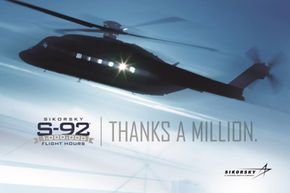 Sikorsky markerer at deres S-92-helikoptre nå har passert en million flytimer til sammen. <i>Bilde: Sikorsky</i>