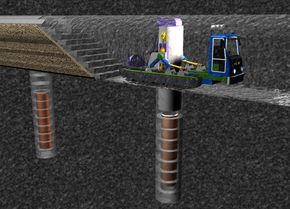 Uranbrenselet legges i rustfrie rør av kobber og støpejern som omsluttes av bentonitt som skal beskytte mot vann og bevegelser i fjellet Tunnelene fylles til slutt helt igjen. <i>Foto: Posiva Oy</i>
