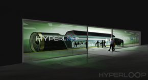 Slik ser Hyperloop One for seg at boardingen av systemet deres kan se ut. <i>Foto: Hyperloop One</i>