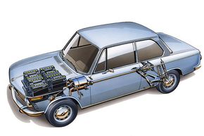 BMW eksperimenterte også med elbiler, som denne 1602e fra 1972. <i>Foto: StigBelcher, CC-SA4.0</i>