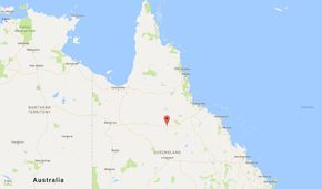 Her skal den ligge: Hybridparken vil ligge i et jordbruksområdet rundt 17 kilometer sørøst for sentrale Hughenden og 290 kilometer sørvest for Townsville i det nordøstlige Australia. Foto: Google Maps <i>Bilde: Google Maps</i>