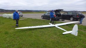 Her har norske Kitemills 30 kW kite vært ute til testflyvning på Lista. <i>Foto: Jon Gjerde, Kitemill</i>