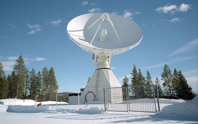En opplink-/nedlink-stasjon i Kiruna i Sverige, tilknyttet Galileo-systemet. <i>Foto: ESA</i>