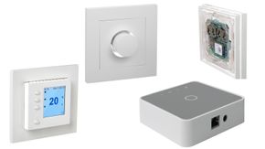 De nye Elko-komponentene, som termostaten og dimmeren, kan kontrolleres trådløst via gateway-en og danne basis for smarte hus.