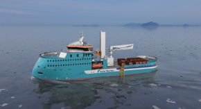 Ulstein SX 195 - konstruksjonsskip for offshore vindfarmer. Det 93,4 meter lange og 18 meter brede skipet med X-Bow og X-Stern skal bygges ved Ulstein verft for nederlandske Acta Marine. <i>Foto: Ulstein Design &amp; Solutions</i>