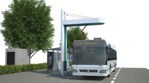 Batteribussene Brakar skal bruke vil ha behov for 6-8 minutters lading ved endestasjonene i Drammen og Mjøndalen. <i>Foto: Siemens</i>